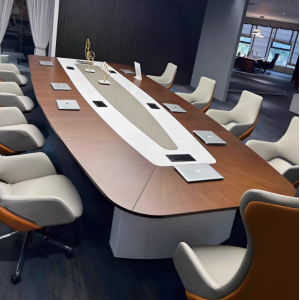 新中式会议桌大型会议室实木接待长桌胡桃木轻奢高级感培训洽谈桌